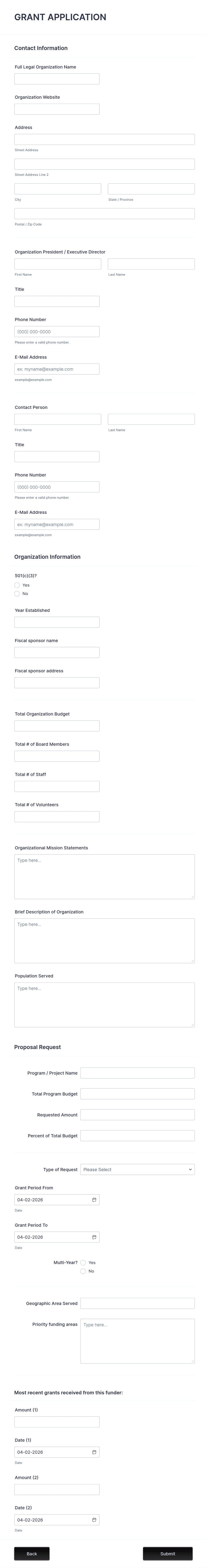 Grant Application Template Grant Application Form Project Overview