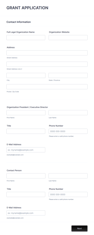 Grant Application Form Template