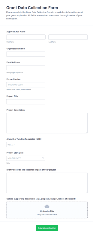 Grant Data Collection Form Template