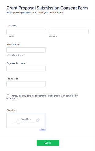 Grant Proposal Submission Consent Form Form Template