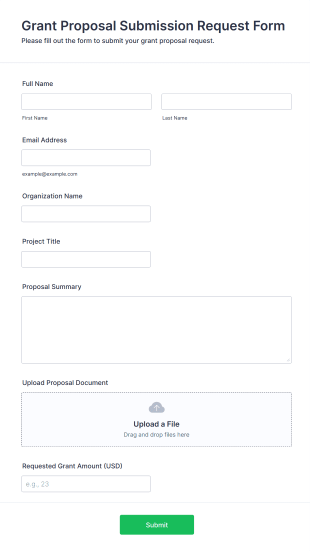 Grant Proposal Submission Request Form Form Template