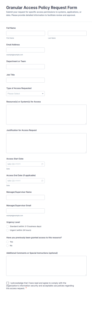 Granular Access Policy Request Form Template