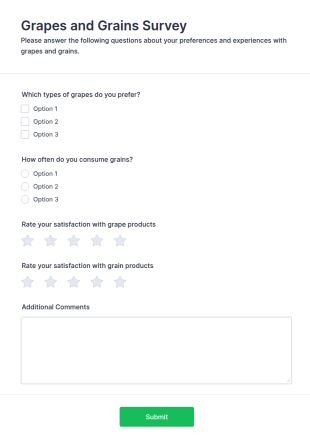 Grapes And Grains Survey Form Template
