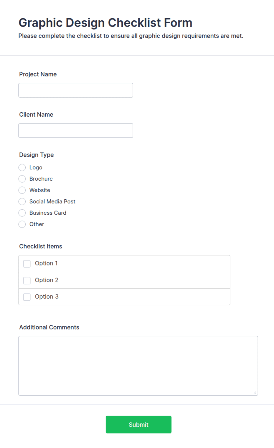 Graphic Design Checklist Form Template | Jotform