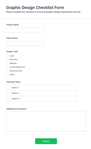 Graphic Design Checklist Form Template