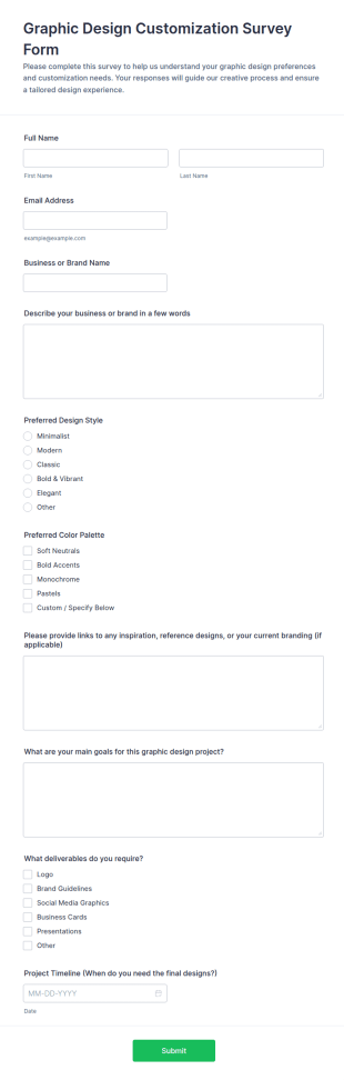 Graphic Design Customization Survey Form Template