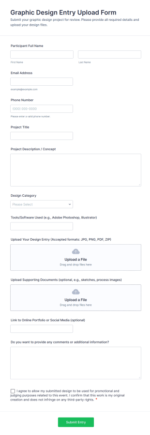 Graphic Design Entry Upload Form Template