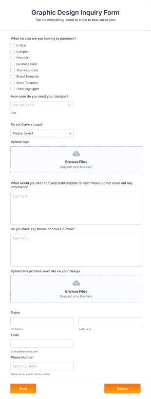 Graphic Design Inquiry Form Template