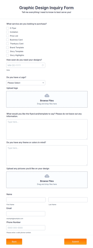 Graphic Design Inquiry Form Template