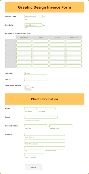 Graphic Design Invoice Form Template