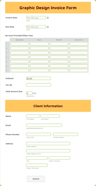 Graphic Design Invoice Form Template