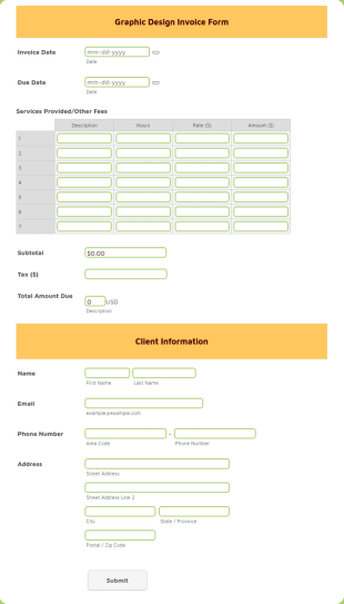 Graphic Design Invoice Form Template