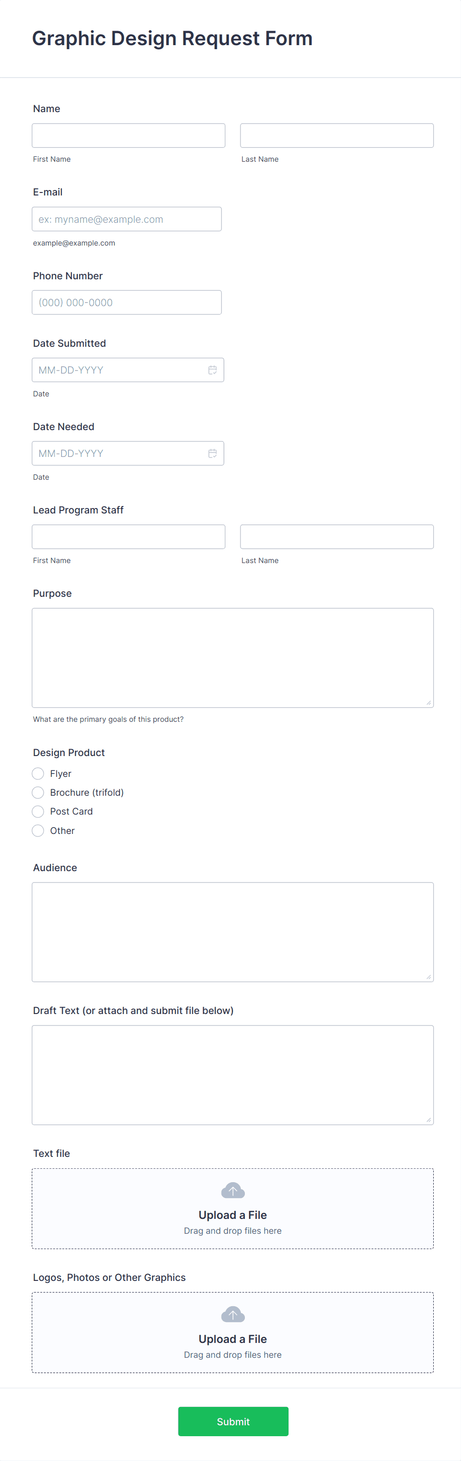 Graphic Design Request Form Template | Jotform