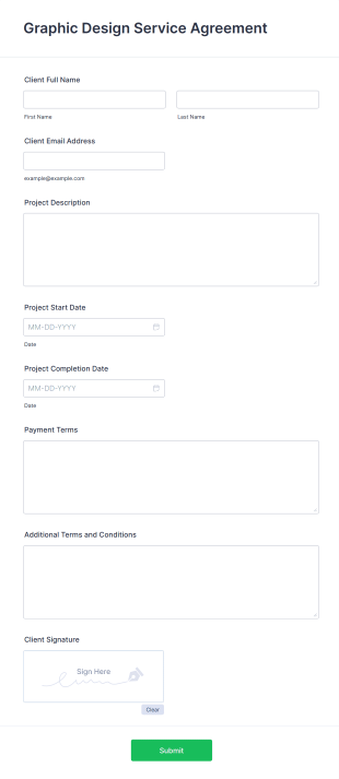 Graphic Design Service Agreement Form Template