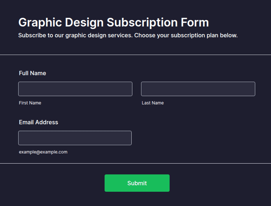 Graphic Design Subscription Form Template | Jotform