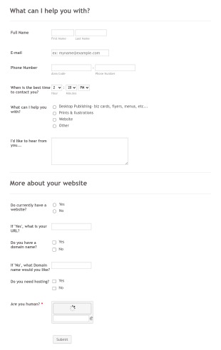 Graphic Designer Contact Form Template
