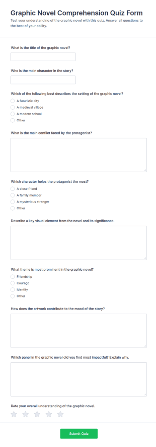 Graphic Novel Comprehension Quiz Form Template