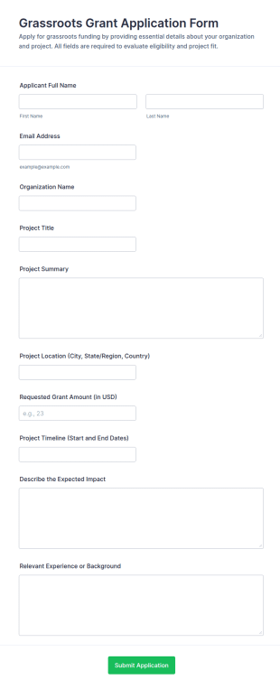 Grassroots Grant Application Form Template