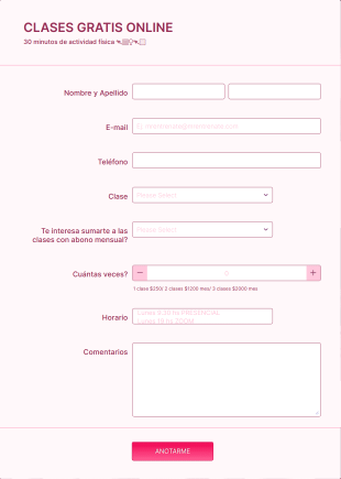 Gratis Actividad Física Online Form Template