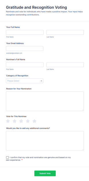 Gratitude And Recognition Voting Form Template