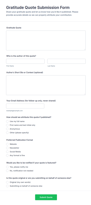 Gratitude Quote Submission Form Template