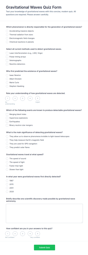 Gravitational Waves Quiz Form Template