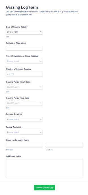 Grazing Log Form Template