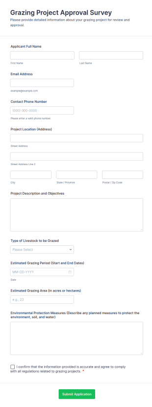Grazing Project Approval Survey Form Template