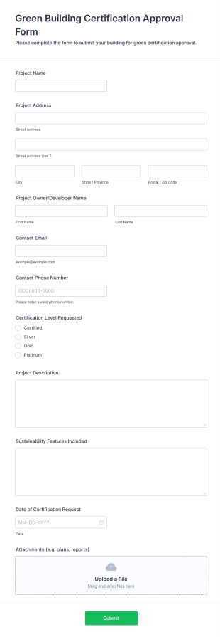 Green Building Certification Approval Form Form Template