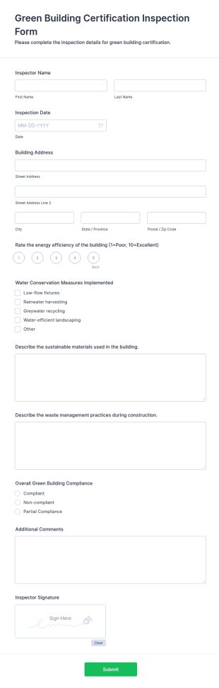 Green Building Certification Inspection Form Template
