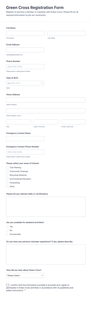 Green Cross Registration Form Template