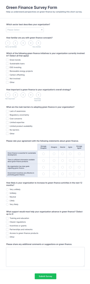Green Finance Survey Form Template