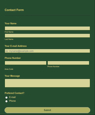Green Forest Basic Contact Form Template