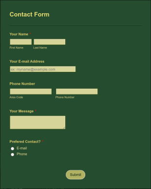 Green Forest Basic Contact Form Template