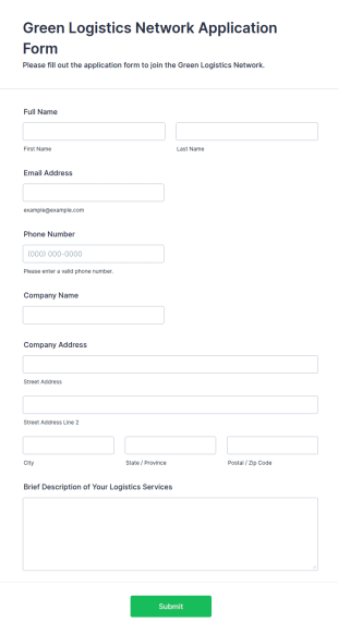 Green Logistics Network Application Form Template