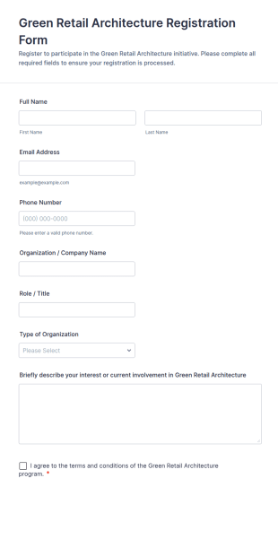 Green Retail Architecture Registration Form Template