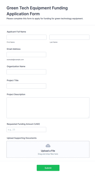Green Tech Equipment Funding Application Form Template