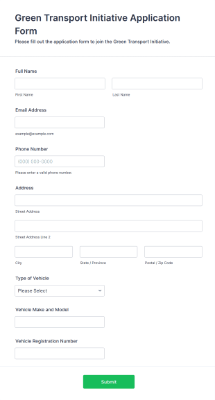 Green Transport Initiative Application Form Template