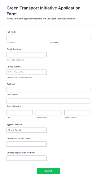 Green Transport Initiative Application Form Template