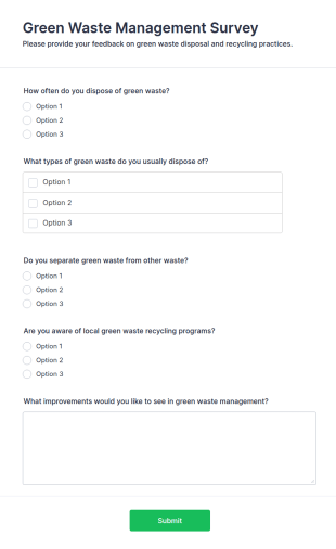 Green Waste Management Survey Form Template