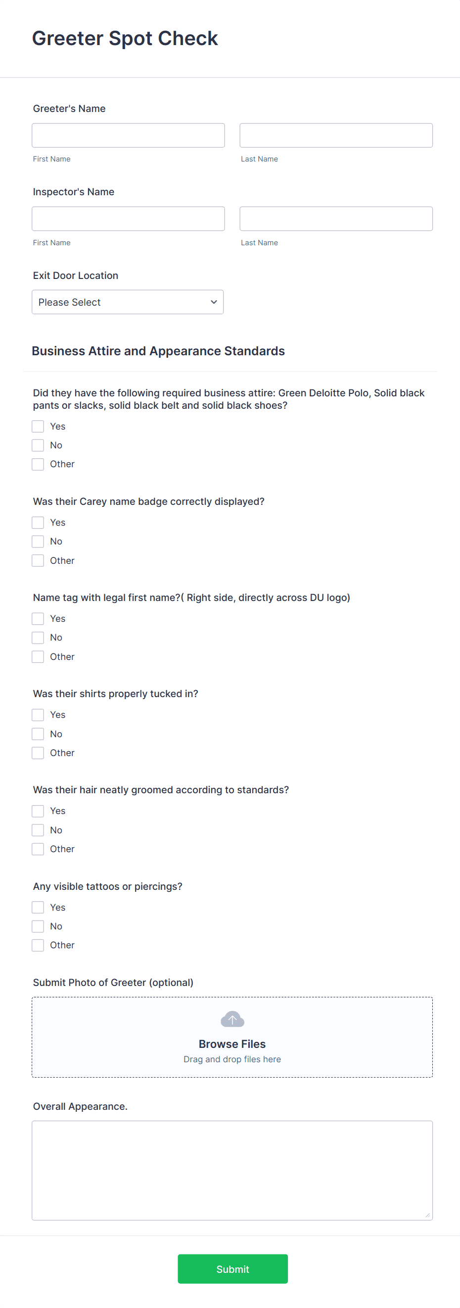 Greeter Spot Check Form Template | Jotform