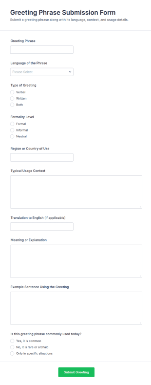 Greeting Phrase Submission Form Template