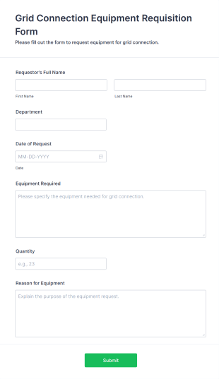 Grid Connection Equipment Requisition Form Template