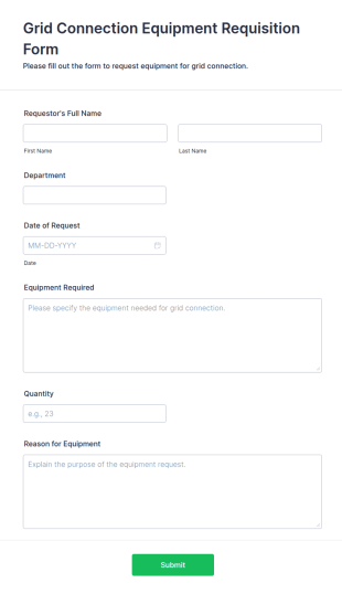 Grid Connection Equipment Requisition Form Template