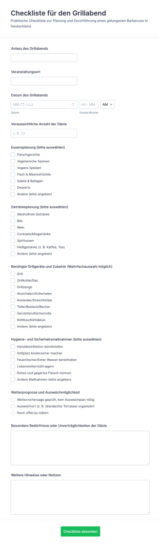 Grill Checkliste Formular