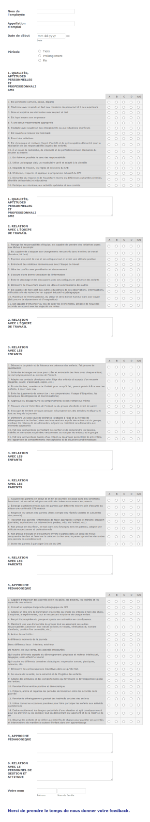 Grille D’évaluation Période Probatoire