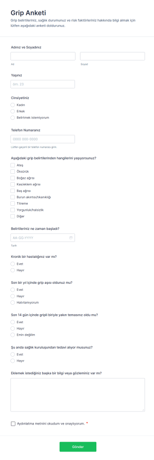 Grip Anketi Form Şablonu