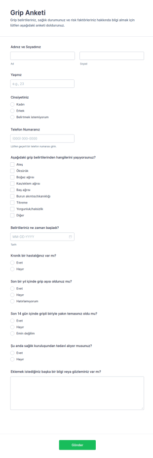 Grip Anketi Form Şablonu