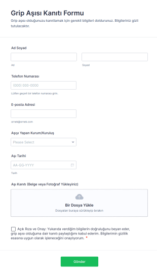 Grip Aşısı Kanıtı Form Template