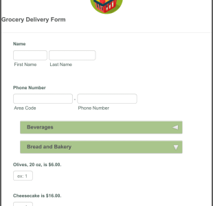 Grocery Delivery Form Template